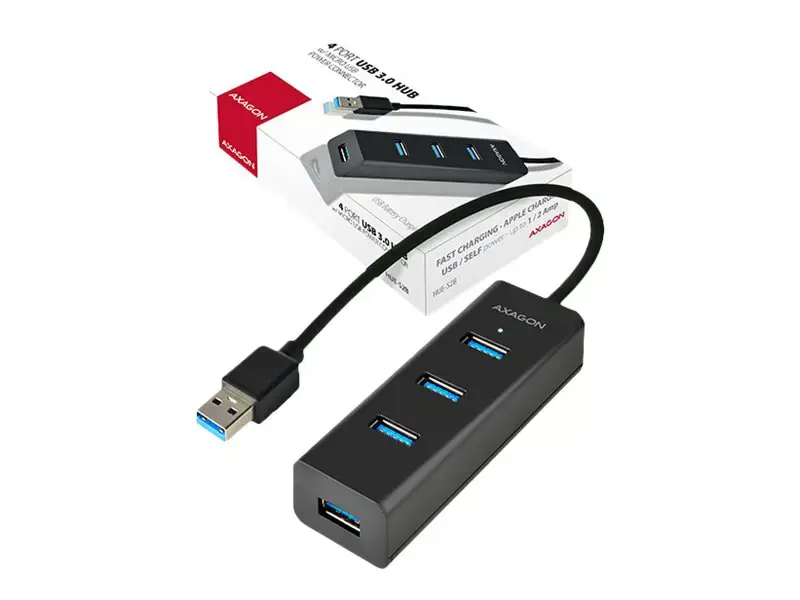 AXAGON HUE-S2B 4x USB3.0 įkrovimo koncentratorius, MicroUSB įkrovimo jungtis