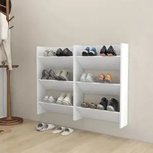 Sieninės spintelės batams, 2vnt., baltos, 60x18x90cm, MDP