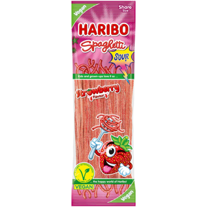 Guminukai HARIBO, Spaghetti, Strawberry sour, 200 g