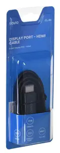 SAVIO kabelis CL-56 (DisplayPort M - HDMI A tipo; 1,5 m; juoda spalva)