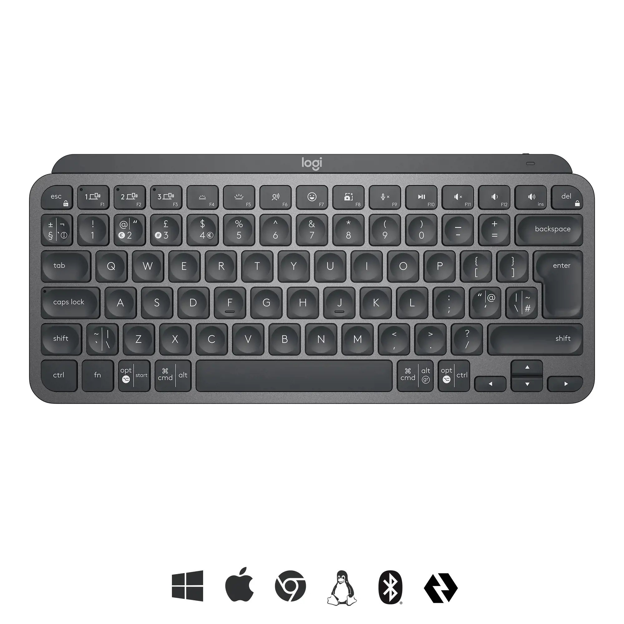 "LOGITECH MX Keys Mini Minimalist" belaidė apšviesta klaviatūra - GRAPHITE - US INTL - INTNL (JAV)