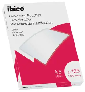 Laminavimo vokeliai Ibico, A5, 154x216 mm, 125 mik., blizgūs, 100 vnt.