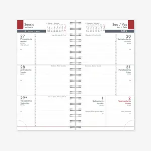 Kalendorius MIDI FLEX Spirex 2025, 100 x 170 mm, PU, koralo raudona sp.