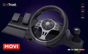Trust GXT 289 Movi Black USB Steering wheel + Pedals Nintendo Switch, PlayStation 4, Xbox One S, Xbox One X, Xbox Series S, Xbox Series X