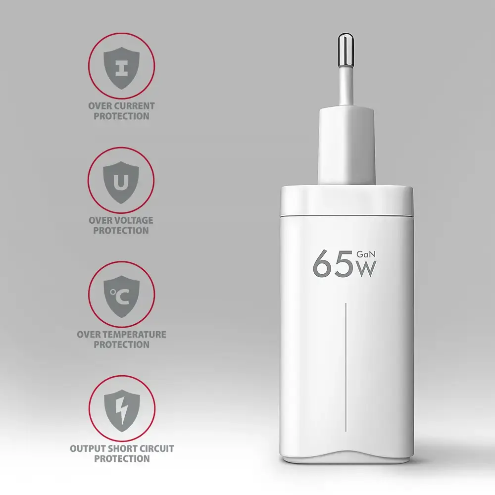AXAGON ACU-DPQ65W GaN Wall charger, 3x port (USB + dual USB-C), PD3.0/QC4+/PPS/Apple, 65W, white
