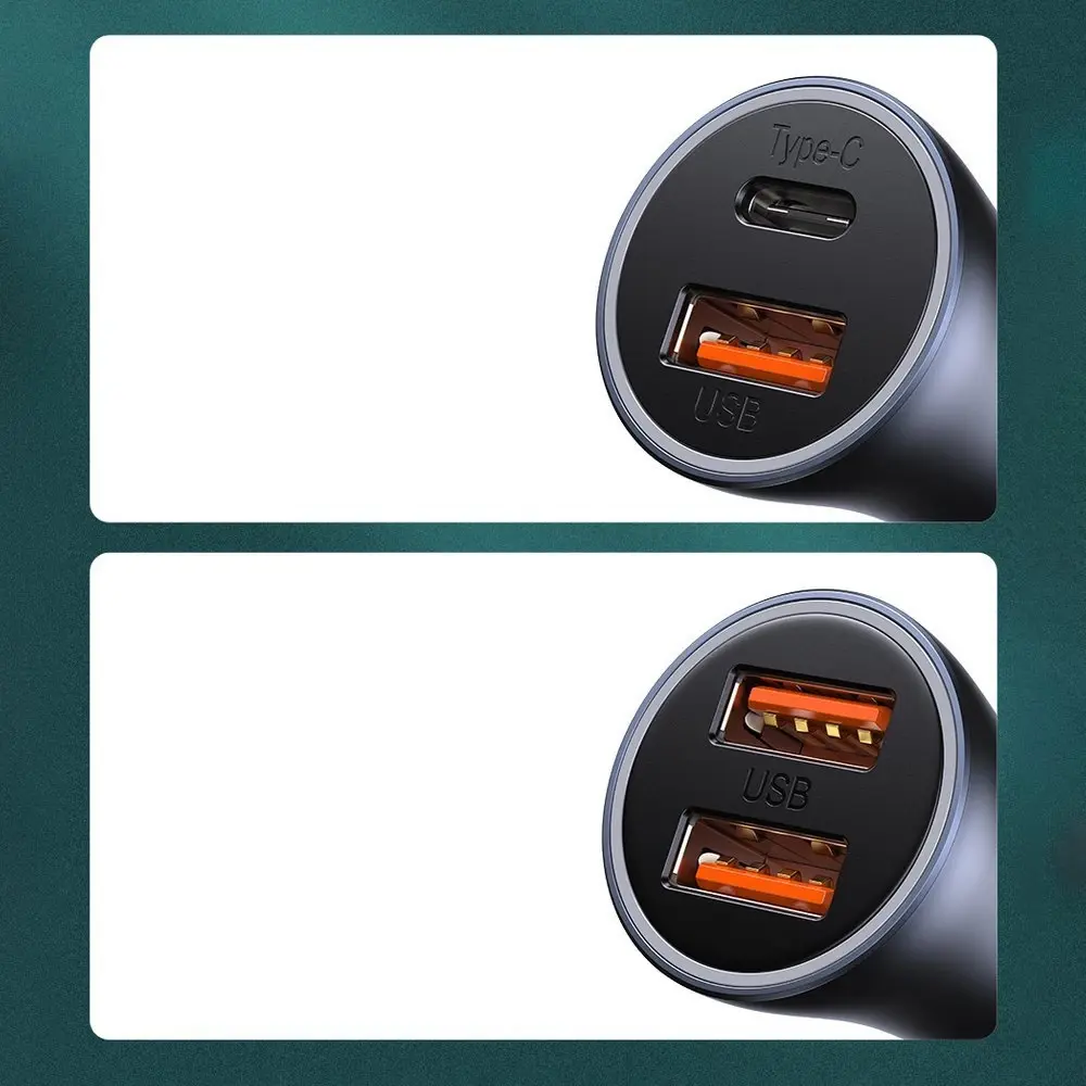 "Baseus Golden Contactor Pro" automobilinis įkroviklis, USB + USB-C, QC4.0+, PD, SCP, 40 W (tamsiai pilkas) su C tipo ir iP 1 m ilgio kabeliu, juodas