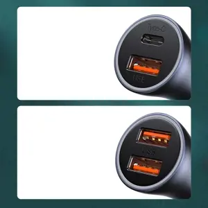 "Baseus Golden Contactor Pro" automobilinis įkroviklis, USB + USB-C, QC4.0+, PD, SCP, 40 W (tamsiai pilkas) su C tipo ir iP 1 m ilgio kabeliu, juodas