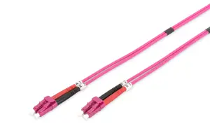 DIGITUS optinio pluošto kabelis LC-LC daugiamodis OM4 - 2 m dvipusis spalva RAL4003 Ilgis 2 m