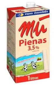 Pienas MŪ 3,5 % riebumo, 1 l