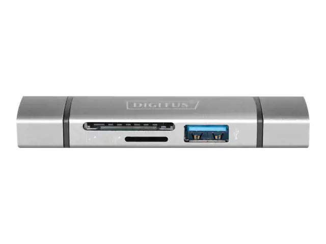 DIGITUS DA-70886 Kombinuoto kortelių skaitytuvo koncentratorius USB-C+USB 3.0 1x SD 1x MicroSD 1x USB 3.0 pilkos spalvos