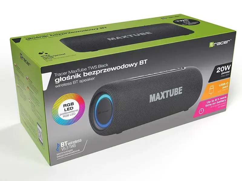 Tracer speakers MaxTube 20W TWS bluetooth black TRAGLO47358
