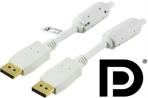 Kabelis DELTACO DisplayPort, Ultra HD in 60Hz, 21.6Gb/s, baltas, 1.0m / DP-1011