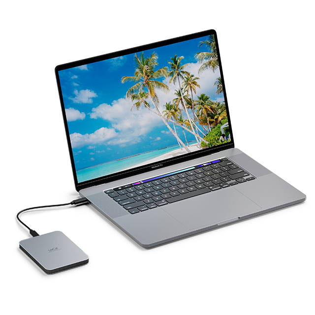 "LACIE Mobile Drive" kietasis diskas USB-C 1TB 2,5 colio Mėnulio sidabro spalvos su USB-C kabeliu