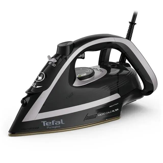 Tefal Puregliss FV8062E0, Dry & Steam iron, Durilium AirGlide Autoclean soleplate, 2 m, 270 g/min, Black, Grey, 50 g/min
