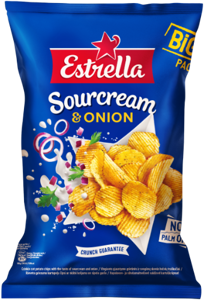 Traškučiai ESTRELLA, grietinės ir svogūnų skonio, 180 g