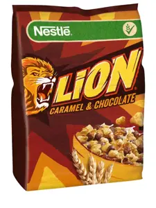 Pusryčių dribsniai NESTLE, Lion, su šokoladu ir karamele,  450g