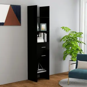 Spintelė knygoms, juodos spalvos, 40x35x180cm, apdirbta mediena