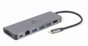 GEMBIRD A-CM-COMBO5-05 kelių prievadų adapteris USB tipo C 5in1 šakotuvas + HDMI + PD + kortelių sk…