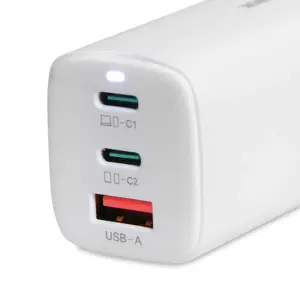 IBOX C-65 PD65W UNIVERSALUS ĮKROVIKLIS GaN USB-C KABELIU, BALTAS