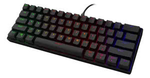 Mini mechaninė klaviatūra DELTACO GAMING 60% US Layout, RGB, juoda / GAM-075-US