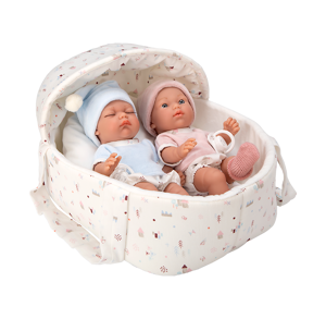 Arias kūdikėliai dvynukai baltoje nešyklėje, 26 cm