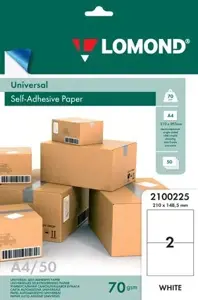 Lipnus popierius lipdukams Lomond Self-Adhesive Universal Labels, 2/210x148,5, A4, 50 lapų, Balta