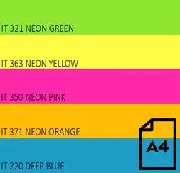 Spalvotas Neon popierius Double A, 75g, A4, 500 lapų, Rainbow 4 Neon Green, Neon Yellow, Neon Orange