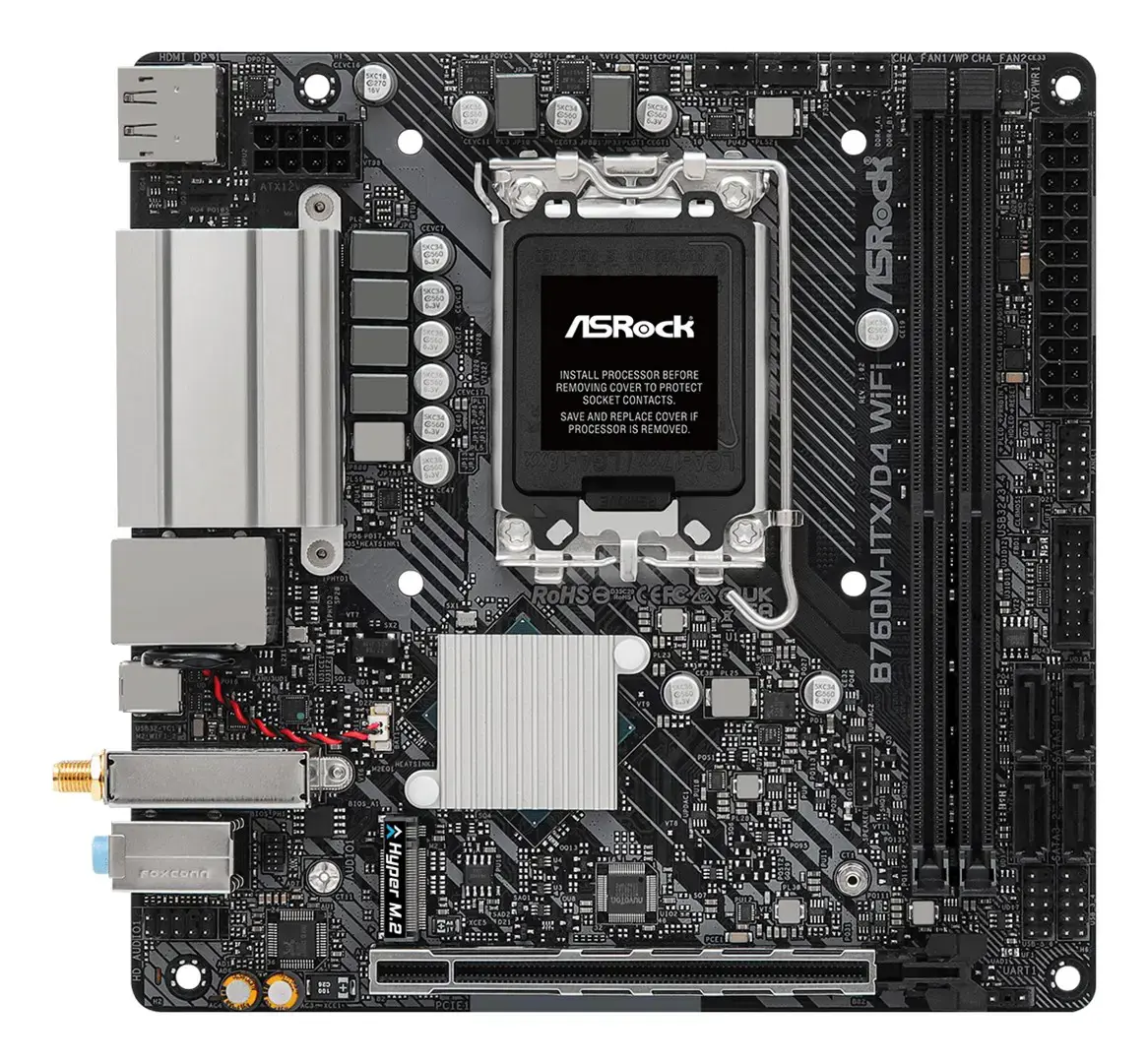 ASROCK B760M-ITX/D4 WIFI ITX 2xDDR4 1xPCIe 4.0 x16 LAN 1Gb/s Wi-Fi 6e+BT