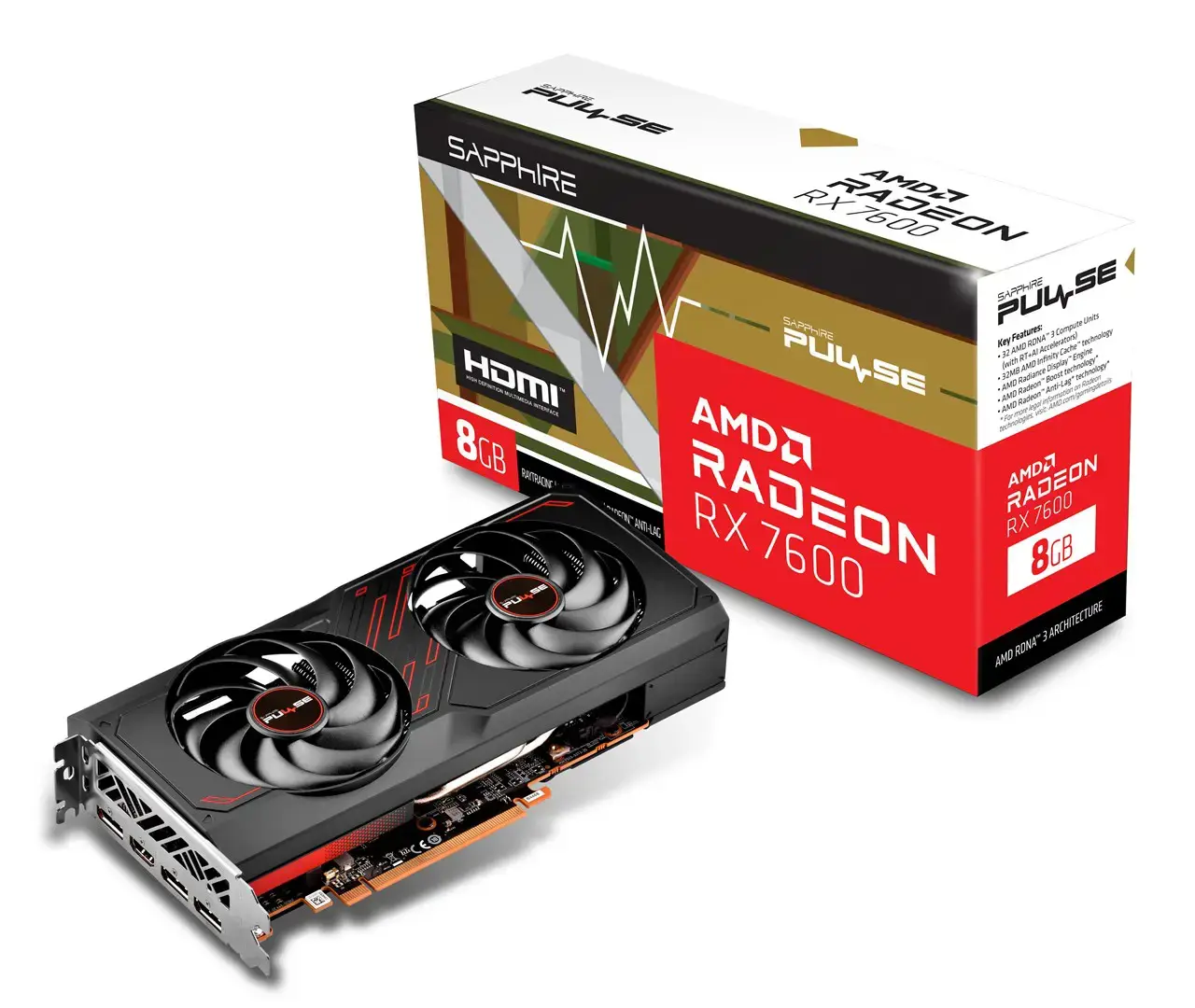 Vaizdo plokštė SAPPHIRE Radeon RX 7600 Gaming 8 GB, GDDR6, 11324-01-20G