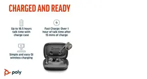 POLY Voyager Free 60+ UC M Carbon Black Earbuds +BT700 USB-C Adapter +Touchscreen Charge Case, Wireless, Calls/Music, Headset, Black