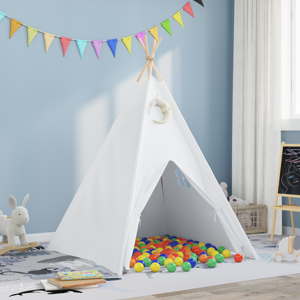 vaikų teepee palapinė su krepšiu persiko ir kamuoliukų odos baltos