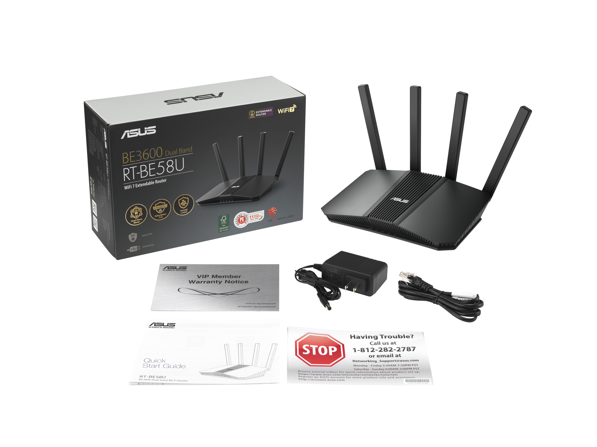 ASUS RT-BE58U V2, Wi-Fi 7 (802.11be), Dual-band (2.4 GHz / 5 GHz), Ethernet LAN, Black, Tabletop router