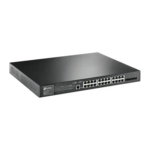 "TP-Link JetStream" 28 prievadų Gigabit L2 valdomas komutatorius su 24 prievadais PoE+, valdomas, L2/L3, Gigabit Ethernet (10/100/1000), maitinimas per Ethernet (PoE), montuojamas į spintą, 1U