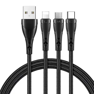 "3-in-1" USB ir USB-C / "Lightning" / "Micro USB" kabelis, "Mcdodo CA-6960", 1,2 m (juodas)