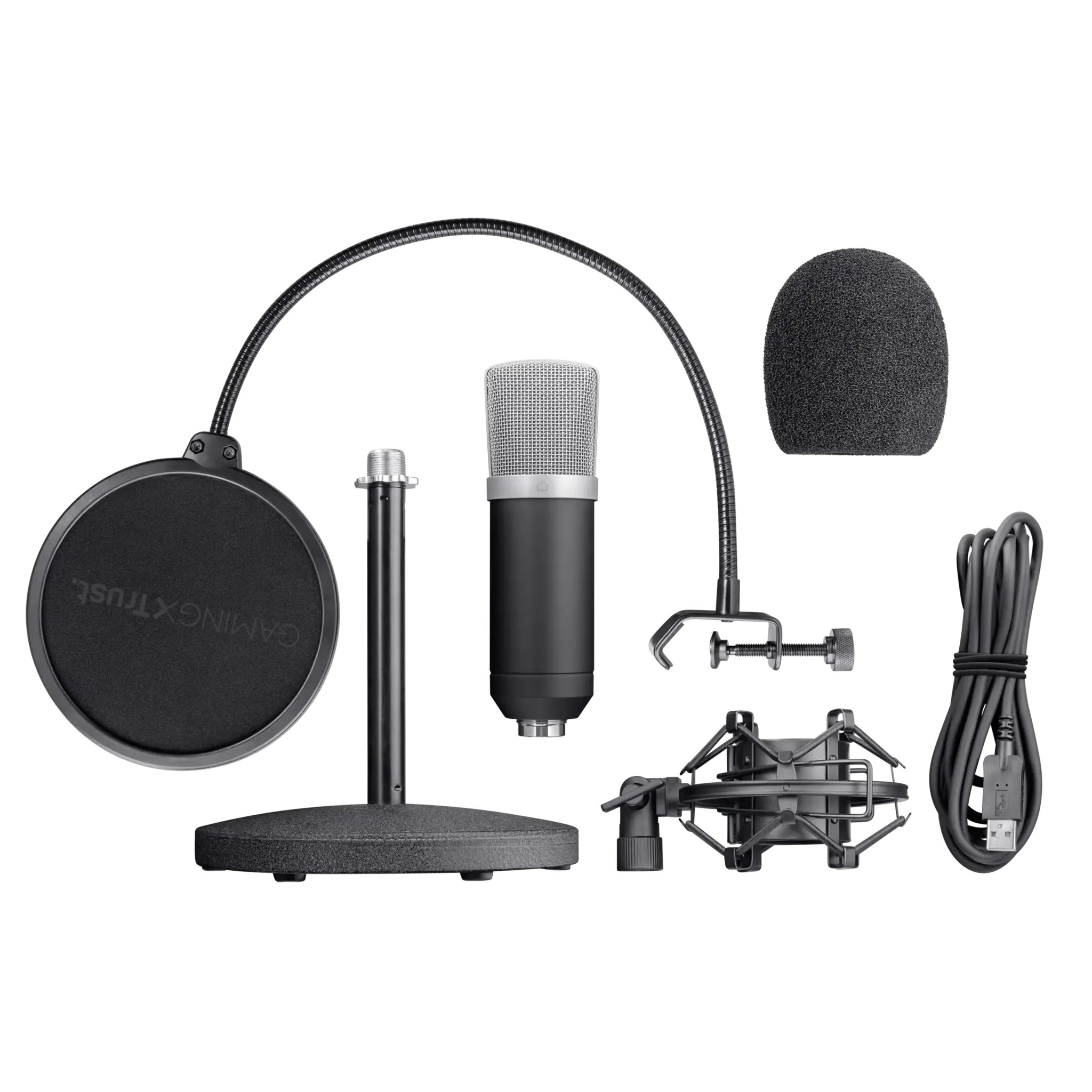 Trust 21753, Studijos mikrofonas, 20 - 20000 Hz, kardioidinis, laidinis, USB, juodas