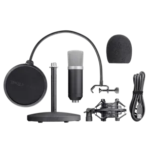 Trust 21753, Studijos mikrofonas, 20 - 20000 Hz, kardioidinis, laidinis, USB, juodas