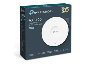 "TP-Link AX5400" lubinis "WiFi" prieigos taškas, 5400 Mbit/s, 574 Mbit/s, 4804 Mbit/s, 2500 Mbit/s, 2,4-5 GHz, IEEE 802.11a, IEEE 802.11ac, IEEE 802.11ax, IEEE 802.11b, IEEE 802.11g, IEEE 802.11n