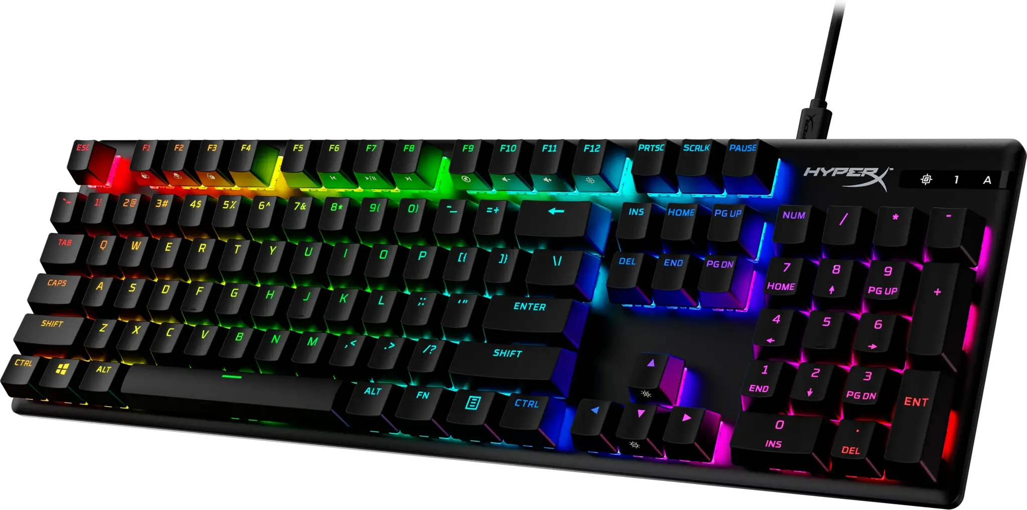 "HyperX Alloy Origins PBT HX Blue" - mechaninė žaidimų klaviatūra, pilno dydžio (100 %), USB, mechaninė, QWERTY, RGB LED, juoda