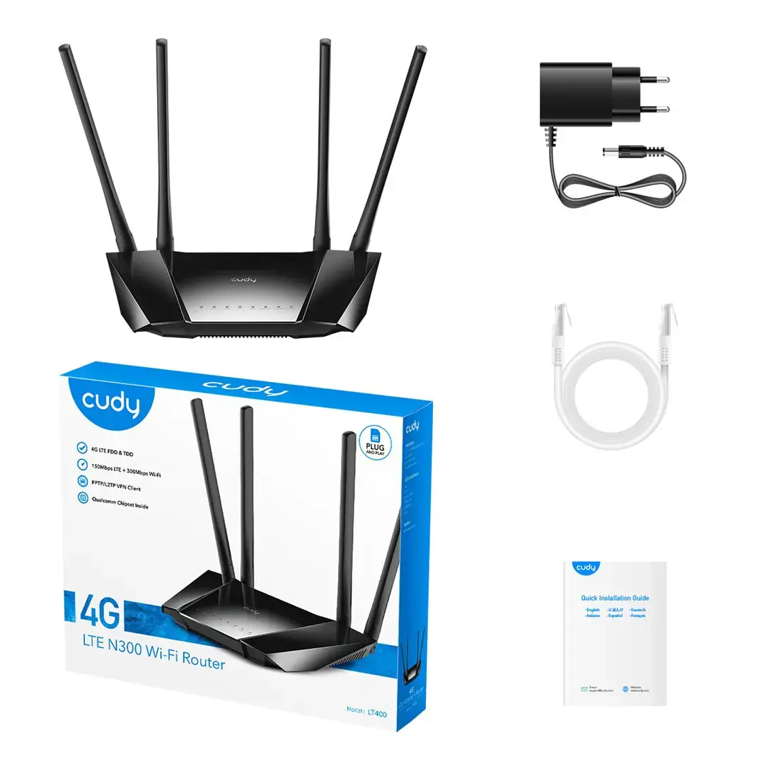Maršrutizatorius CUDY LT400_EU 300 Mbps Wireless N 4G LTE Cat.4 SIM