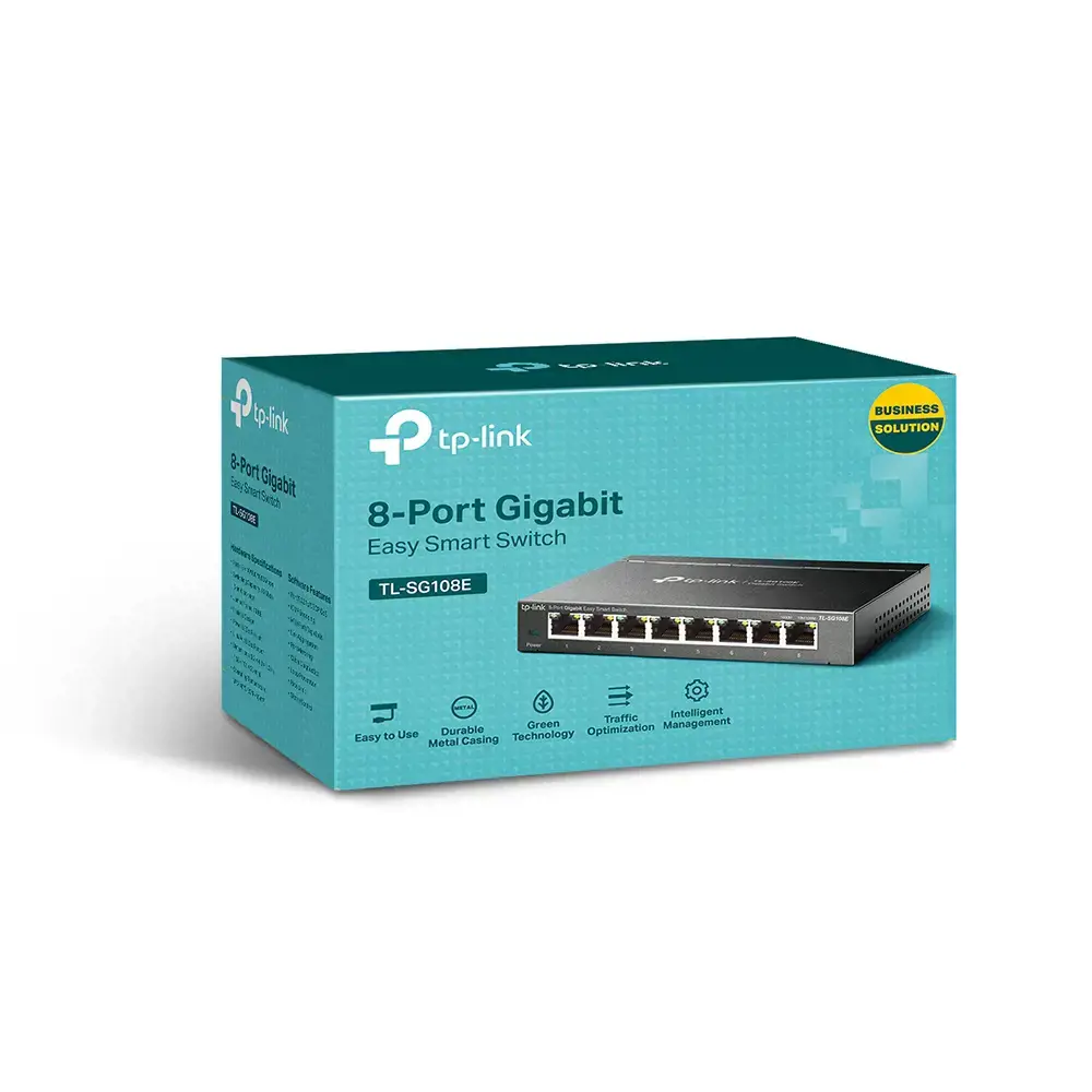 TP-LINK 8 prievadų Gigabit Easy Smart komutatorius 8 10/100/1000Mbps RJ45 prievadai MTU/Port/Tag-based VLAN QoS IGMP Snooping