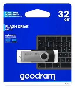 Goodram UTS2, 32 GB, USB Type-A, 2.0, 20 MB/s, Swivel, Black