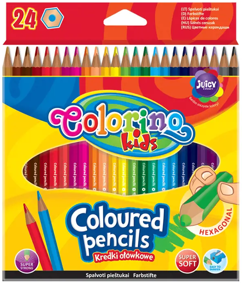 Spalvoti pieštukai Colorino Kids, 24 spalvų