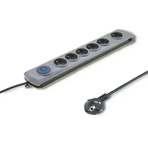 QOLTEC 50165 Qoltec Apsaugos nuo viršįtampių Quick Switch 6 kištukiniai lizdai pilka 1,8 m