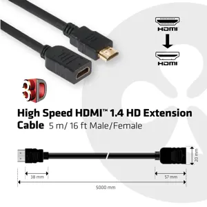 CLUB 3D HDMI 1.4 HD Cable 5Meter M/F