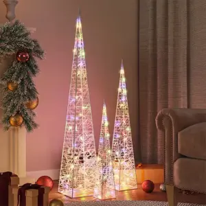 Akrilinė LED dekoracija kūgiai, įvairių spalvų, 60/90/120cm