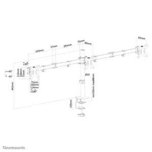 "NEOMOUNTS BY NEWSTAR" monitoriaus trigubas laikiklis "DeskMount 10-27i Tilt/Turn/Rotate clamp/grommet black