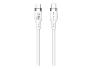 "Hyper" 1M silikoninis 240W USB-C įkrovimo kabelis - baltas