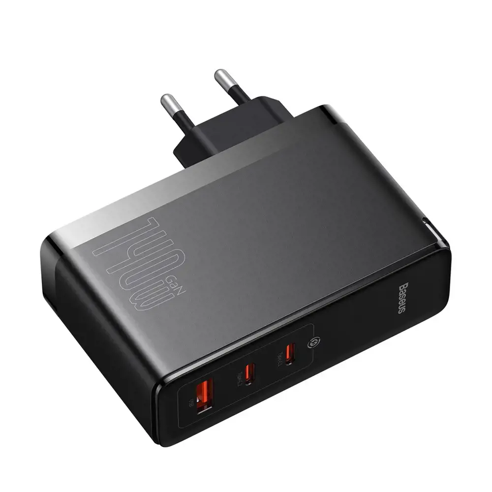 "Baseus GaN5 Pro" sieninis įkroviklis 2xUSB-C + USB, 140W (juodas)