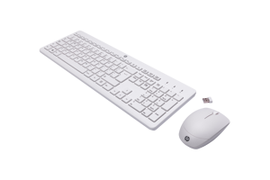 HP 230 belaidės pelės ir klaviatūros komplektas, pilno dydžio (100%), RF belaidis, membraninis, baltas, pelė pridedama