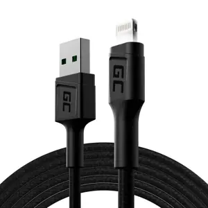 GREENCELL kabelis GC Ray USB - Lightning 200 cm baltas LED apšvietimas Apple 2.4A